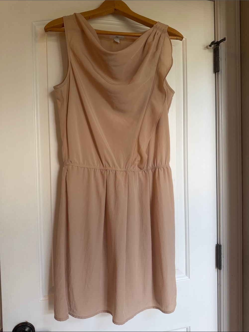 GAP Sleeveless Cowl Neck Chiffon Dress in Blush Nude